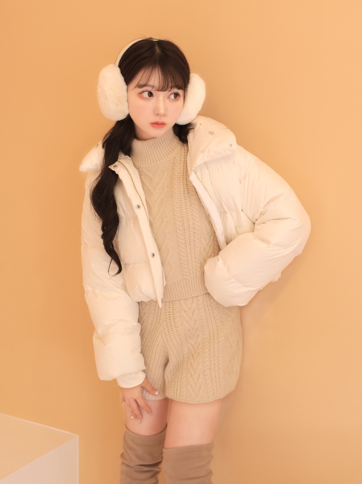 【sale】Heart cable ribbon knit tops (eme10249)