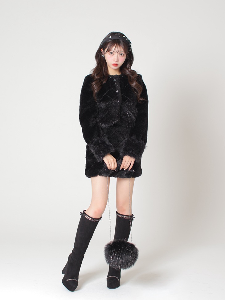 2way fake fur round bag(eme10472)
