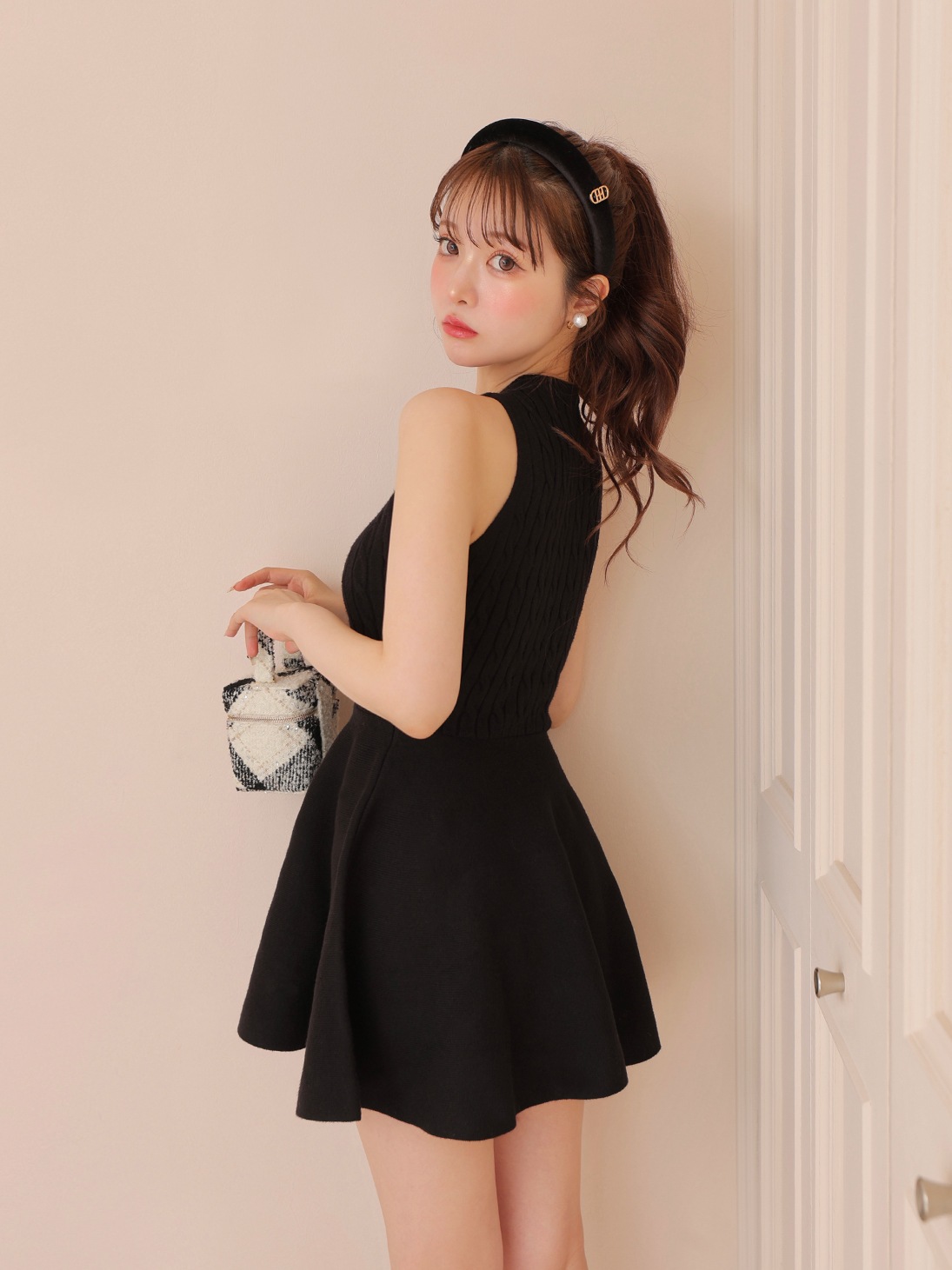 ベロアドレープミニワンピース M me eme M me eme（エムミーエメ）