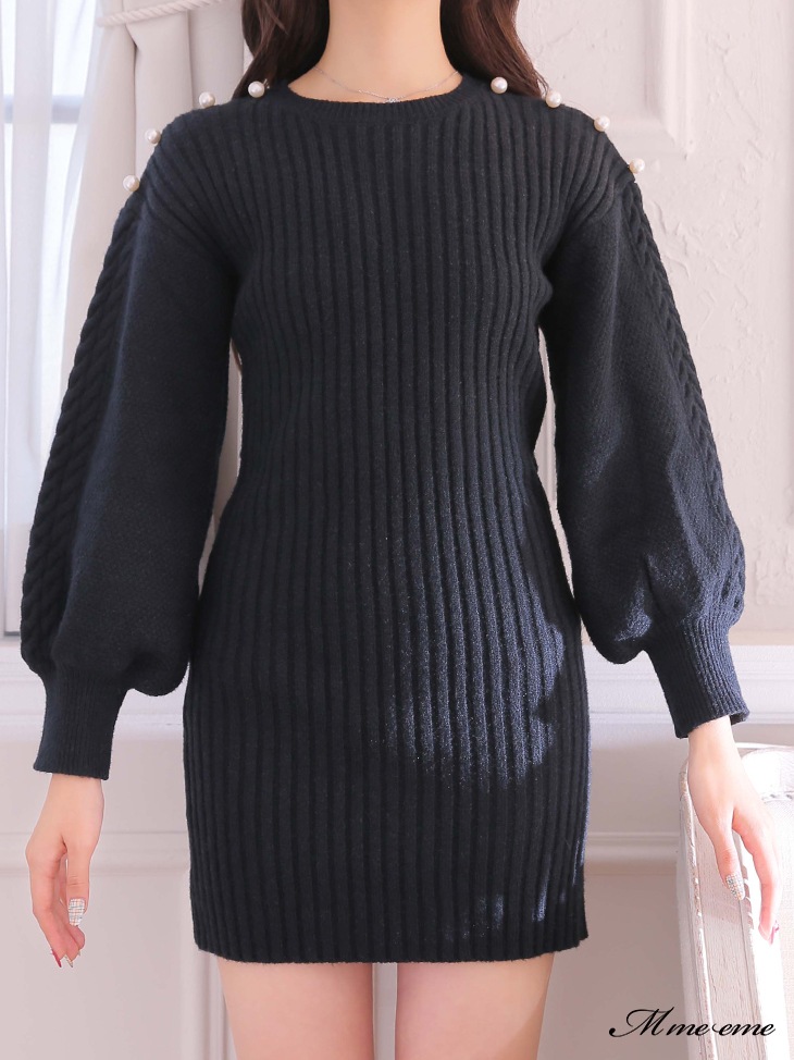 【sale】Back ribbon knit dress (eme10112)