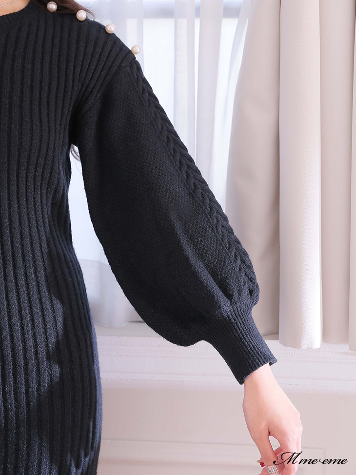 【sale】Back ribbon knit dress (eme10112)