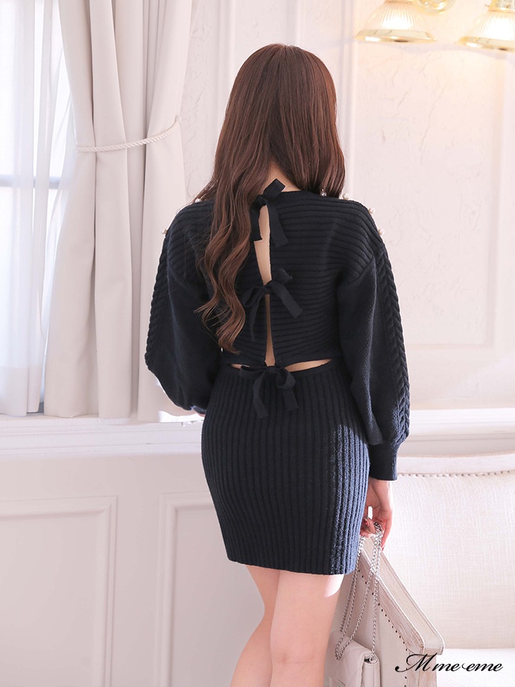 【sale】Back ribbon knit dress (eme10112)