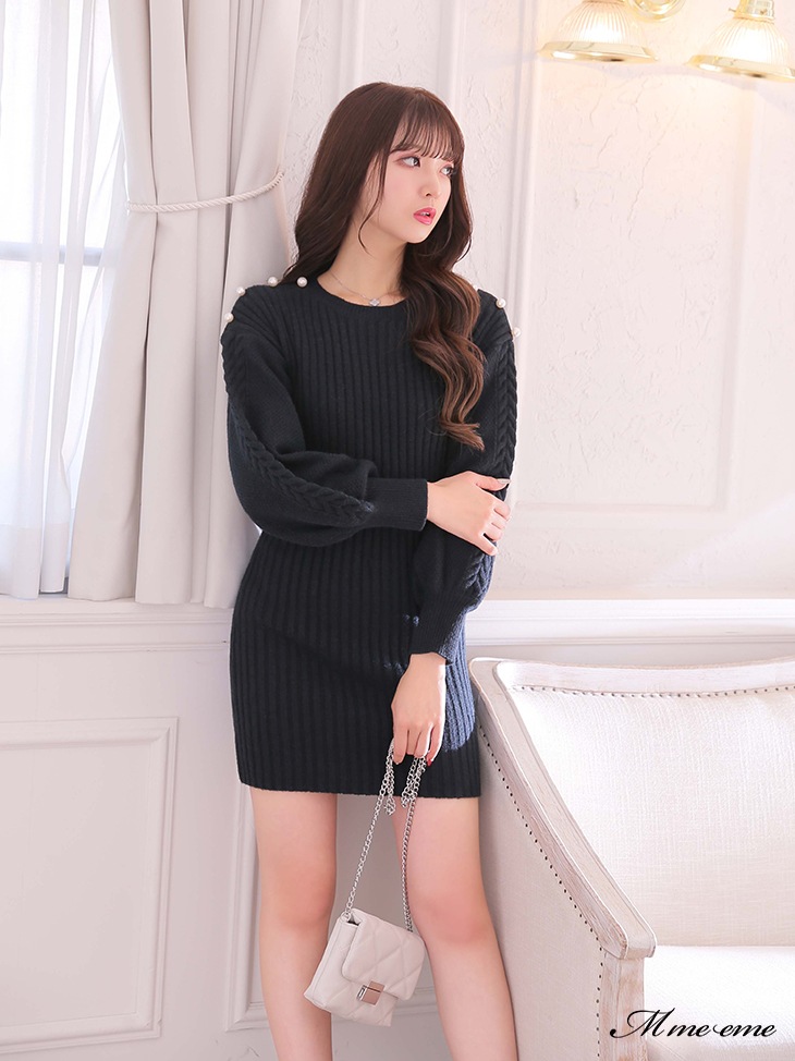 【sale】Back ribbon knit dress (eme10112)