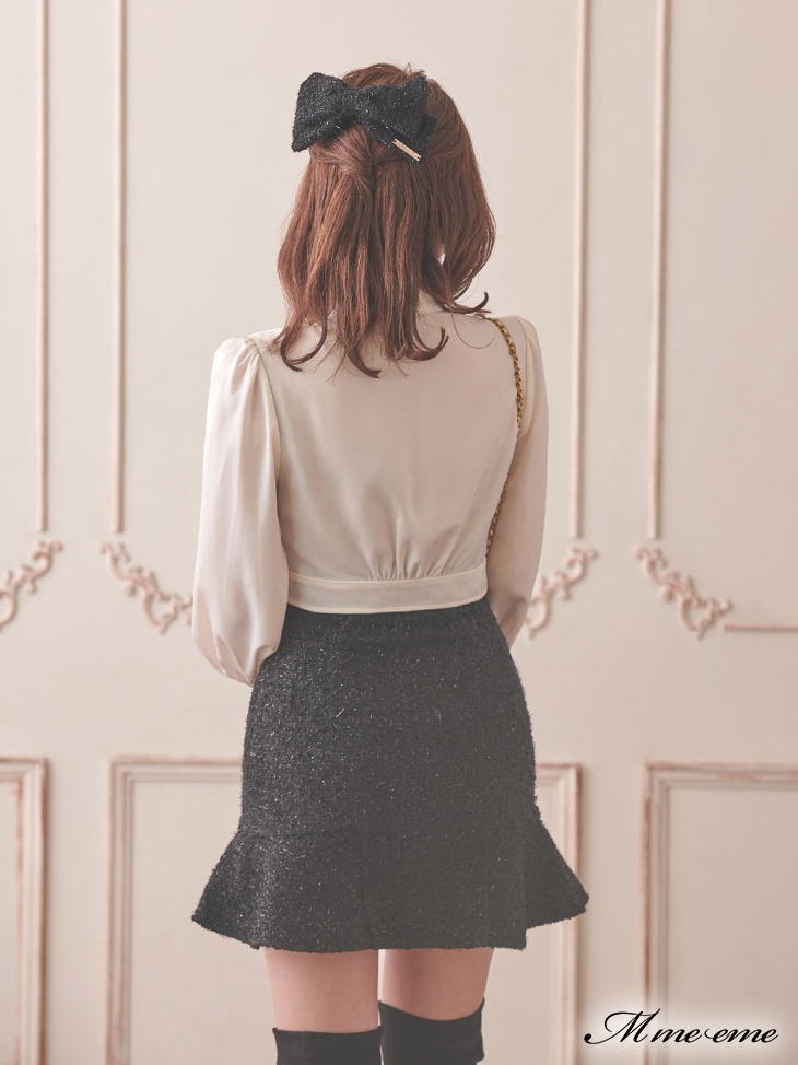 エムミーエメ カットアウトリボンギャザートップス スカート
