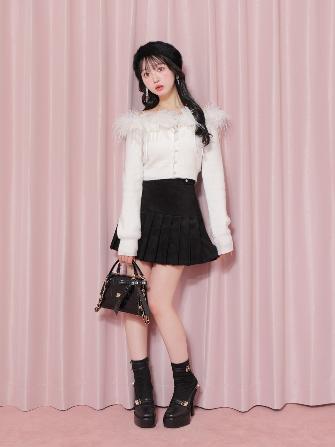 エムミーエメ Tulle knit ensemble tops pink M me eme／Tulle knit ensemble tops(eme10386) | All Item | Mmeeme