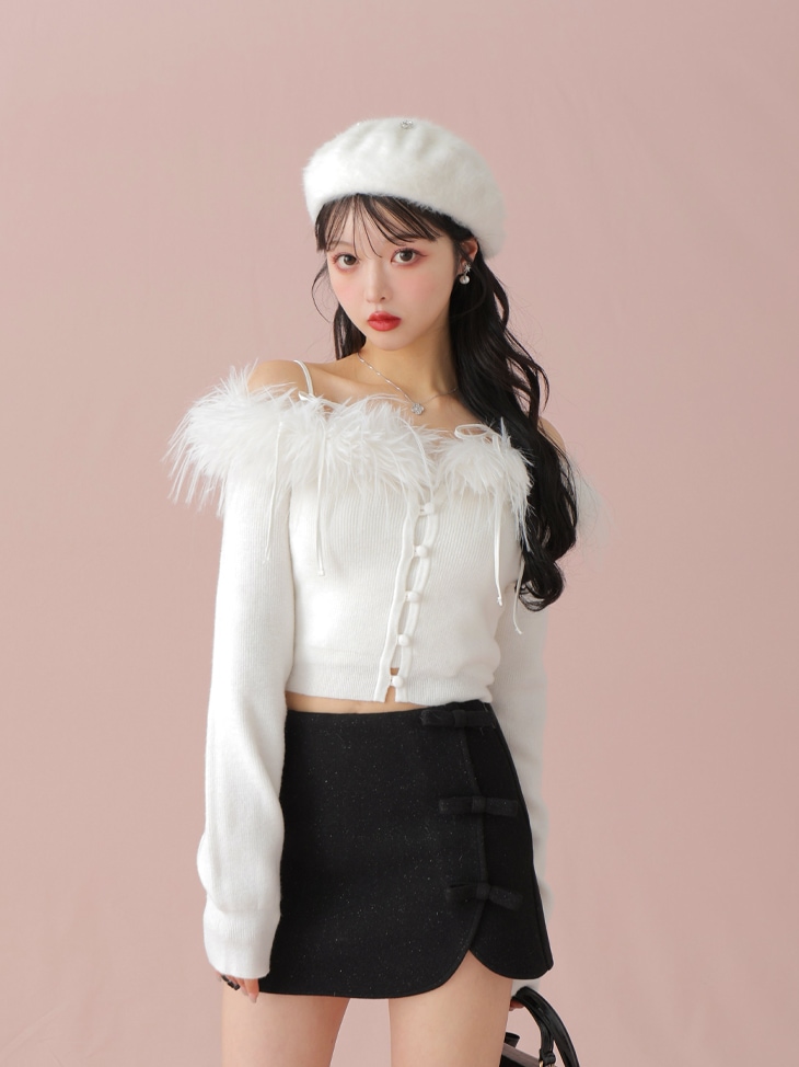 M me eme／Feather ensemble knit tops(eme10366) | All Item