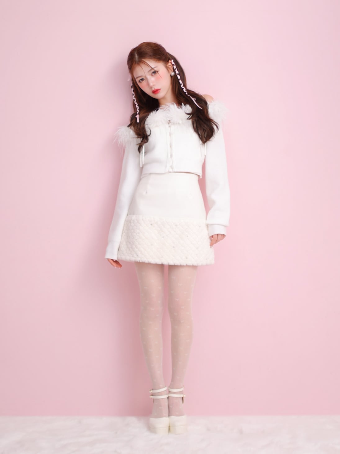 M me eme／Feather ensemble knit tops(eme10366) | All Item