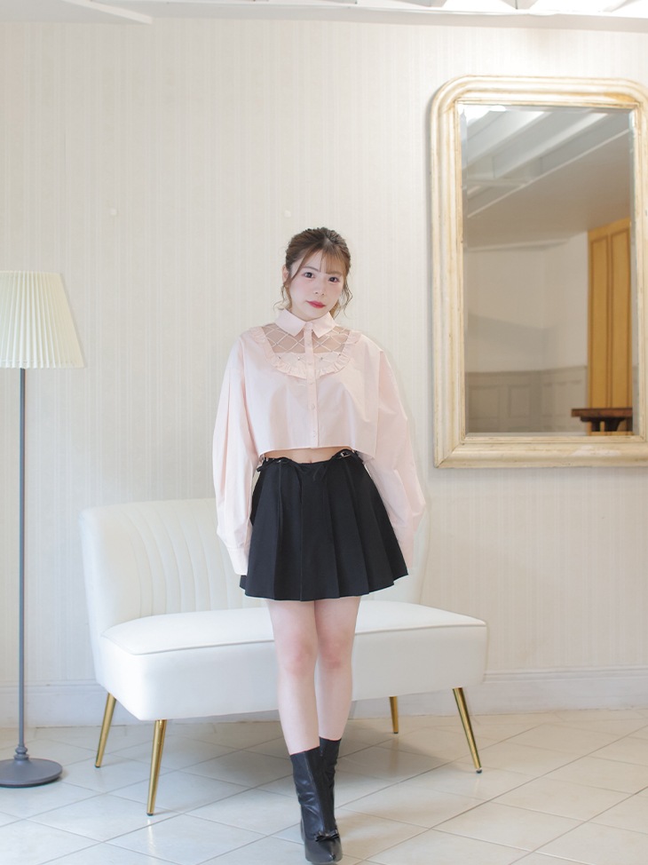 Sheer bijou cropped shirt (eme10430)