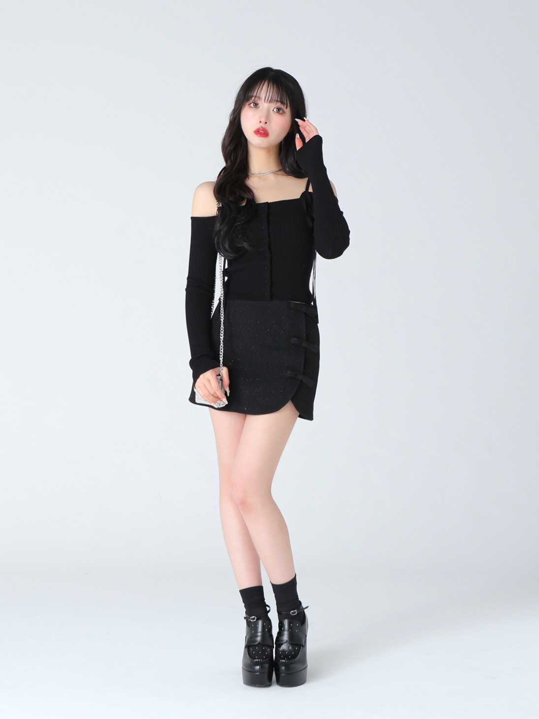 スカート m me eme Lameribbon trapizoid miniskirt M me eme／Lame ribbon trapizoid mini skirt (eme10370) | All