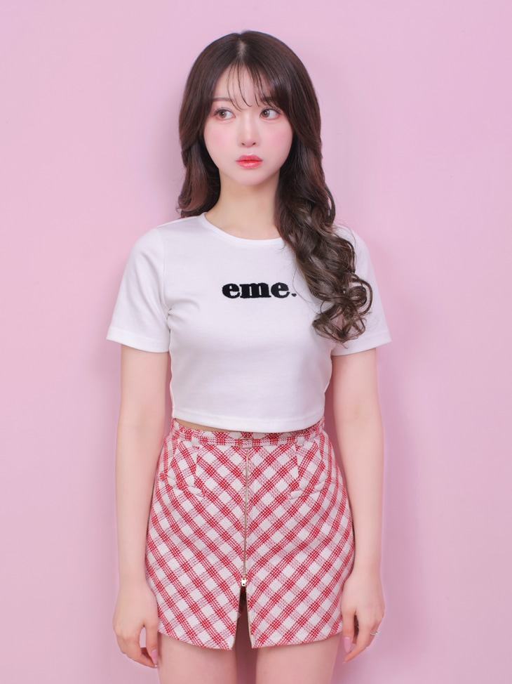 エムミーエメ Logo embroidered short t-shirt 白 M me eme／Logo embroidered short t-shirt (eme10348) | All