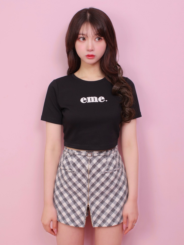 M me eme／Logo embroidered short t-shirt (eme10348) | All