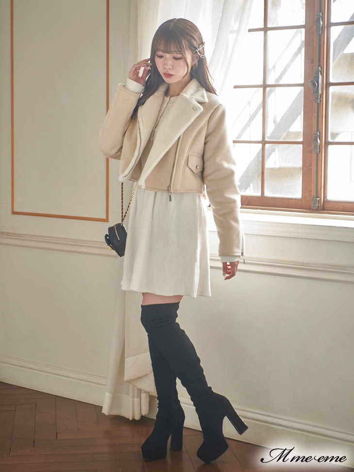 【sale】Faux fur riders jacket (eme10255)