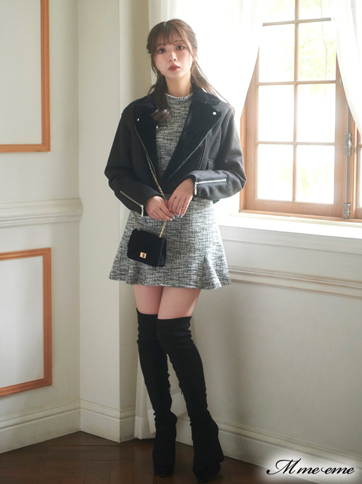 【sale】Faux fur riders jacket (eme10255)