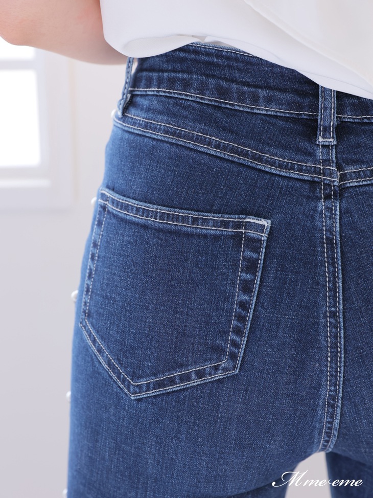 【sale】Ribbon skinny denim (eme10128)