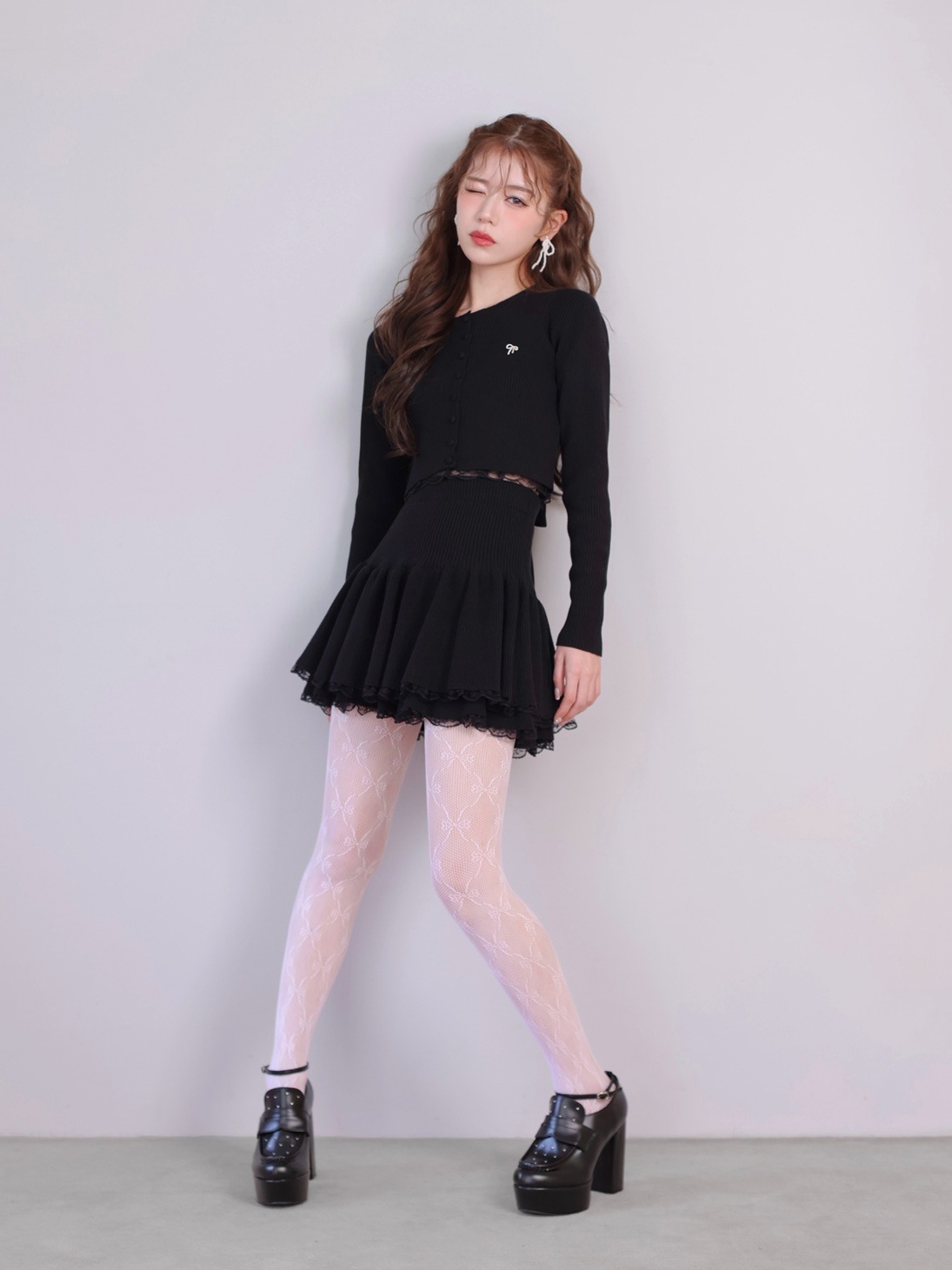 Back ribbon rib knit tops(eme10460)