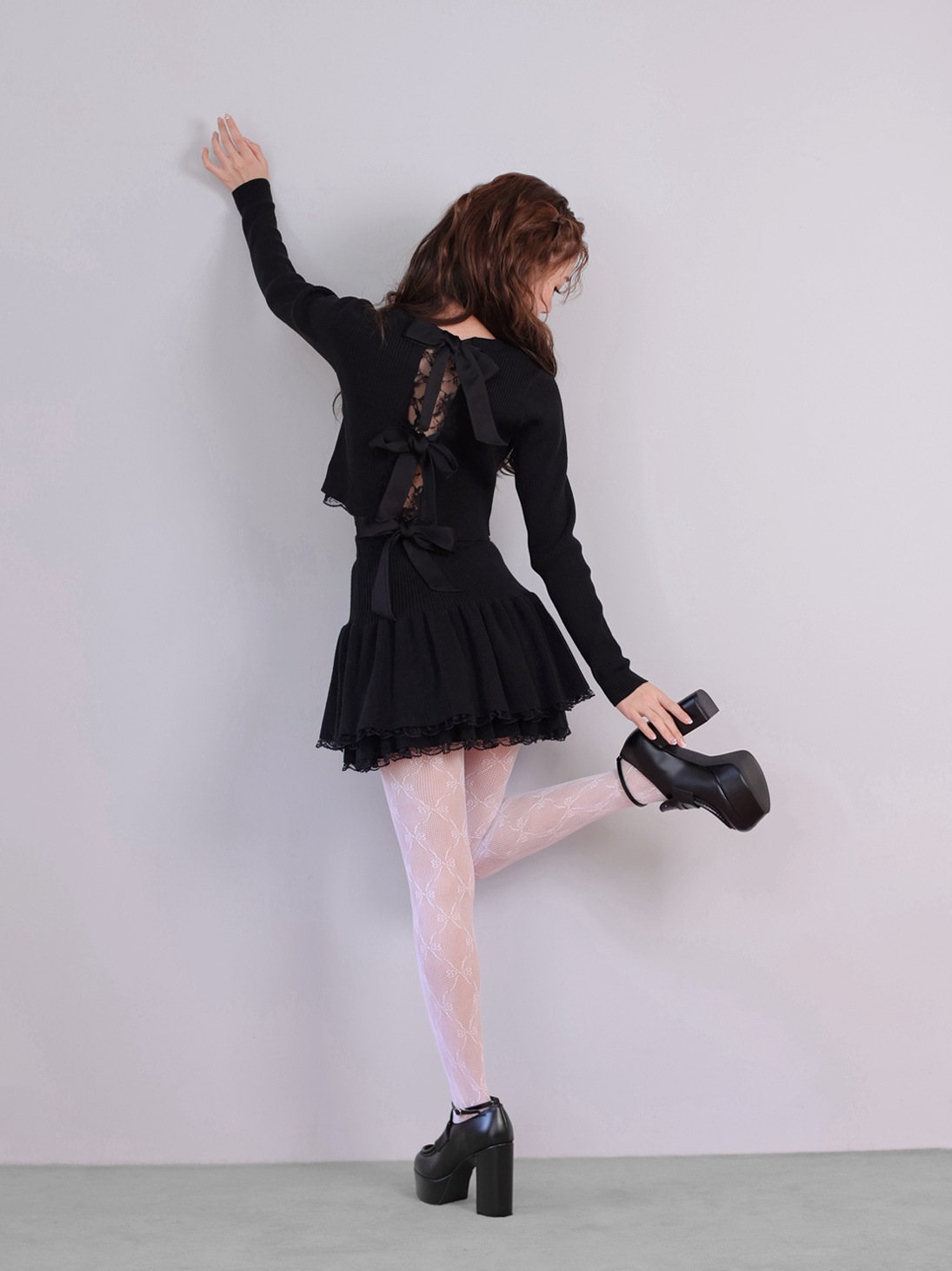 Back ribbon rib knit tops(eme10460)