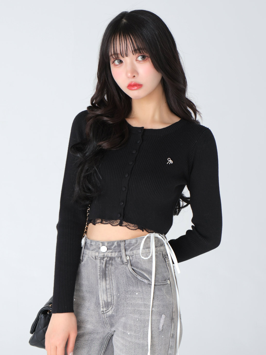 Back ribbon rib knit tops(eme10460)
