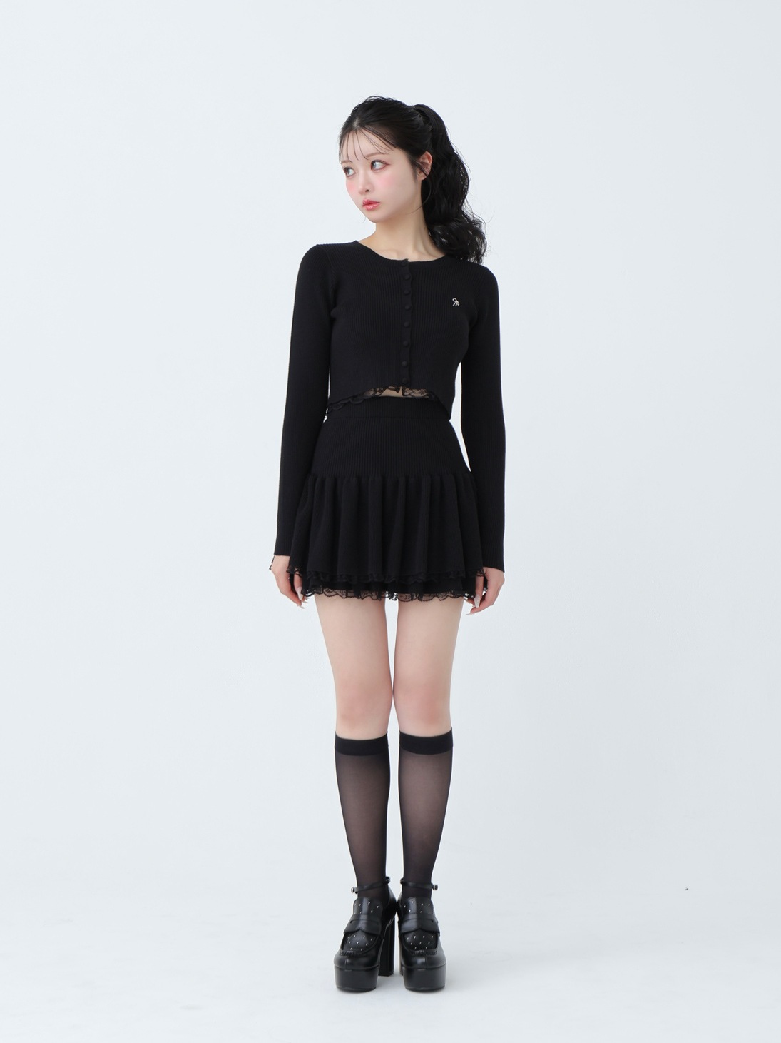 Back ribbon rib knit tops(eme10460)