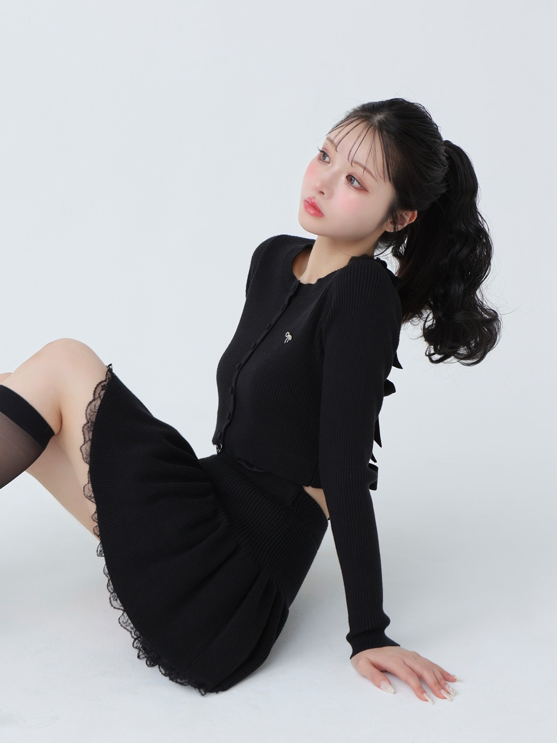 Back ribbon rib knit tops(eme10460)