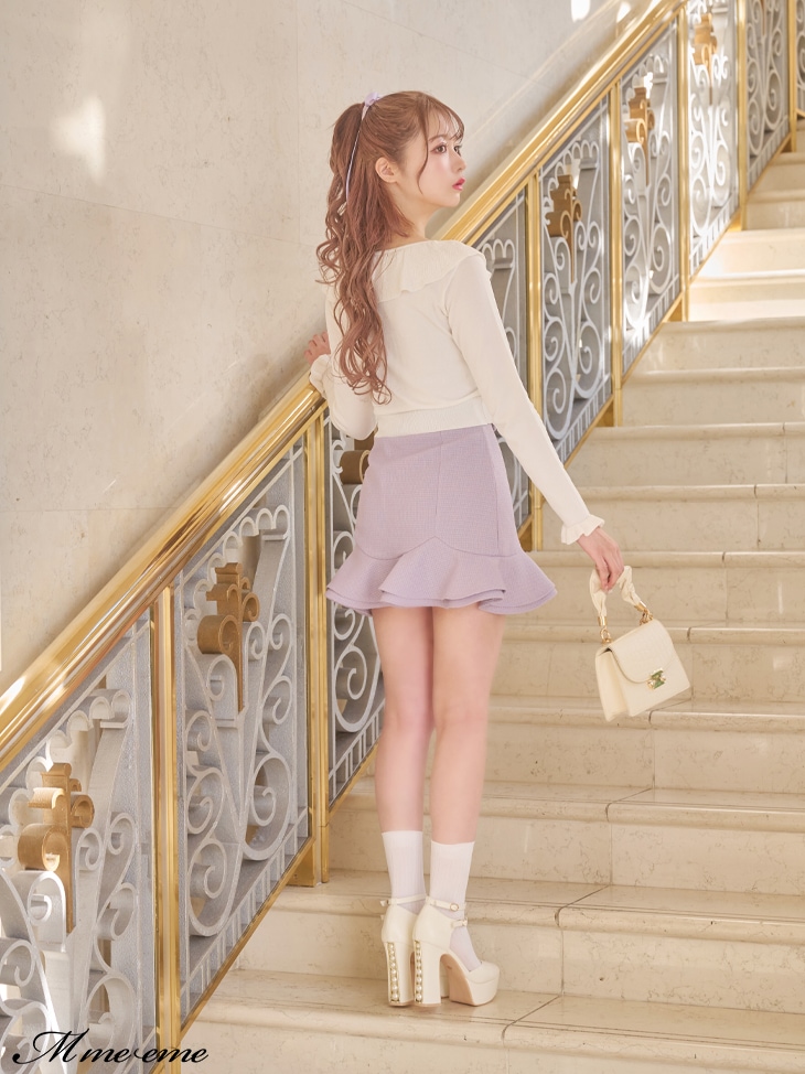 スカート M.me.eme Bijou check flare mini skirt M me eme／【sale】Waist bijou pleated skirt (eme10432) | All