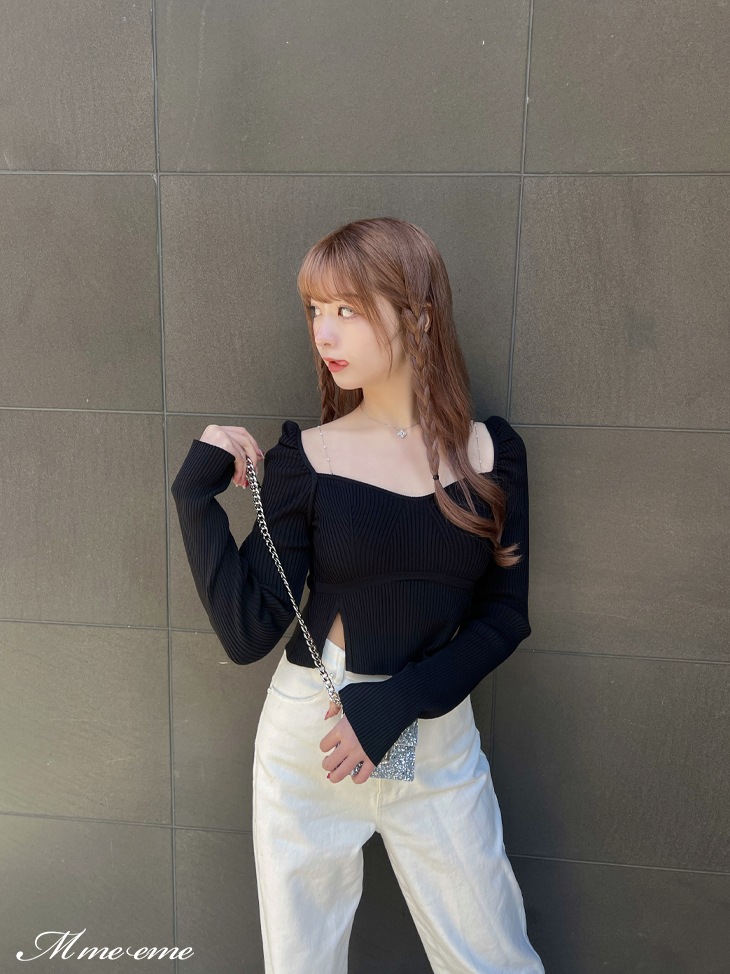 【sale】pearl chain knit tops (eme10305)