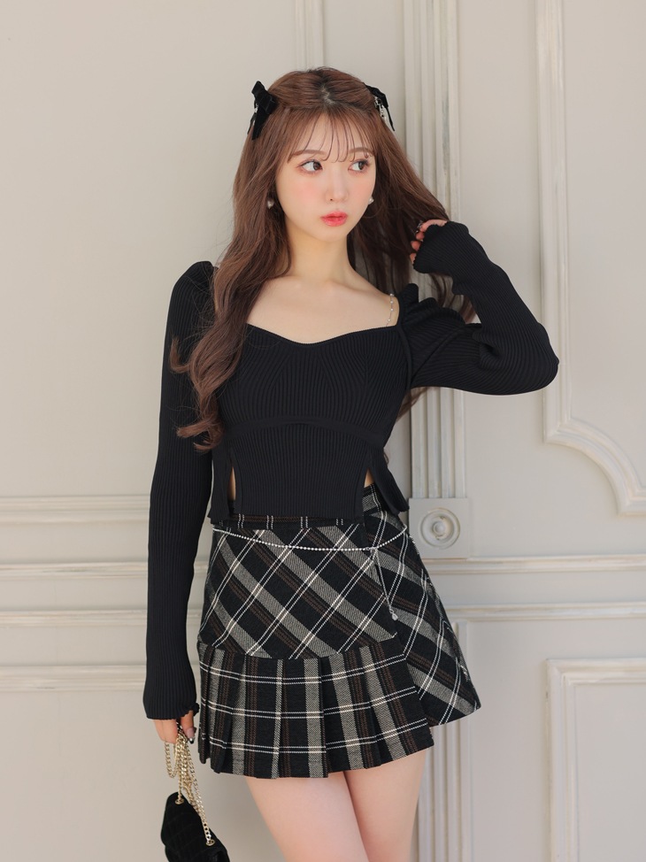 【sale】pearl chain knit tops (eme10305)