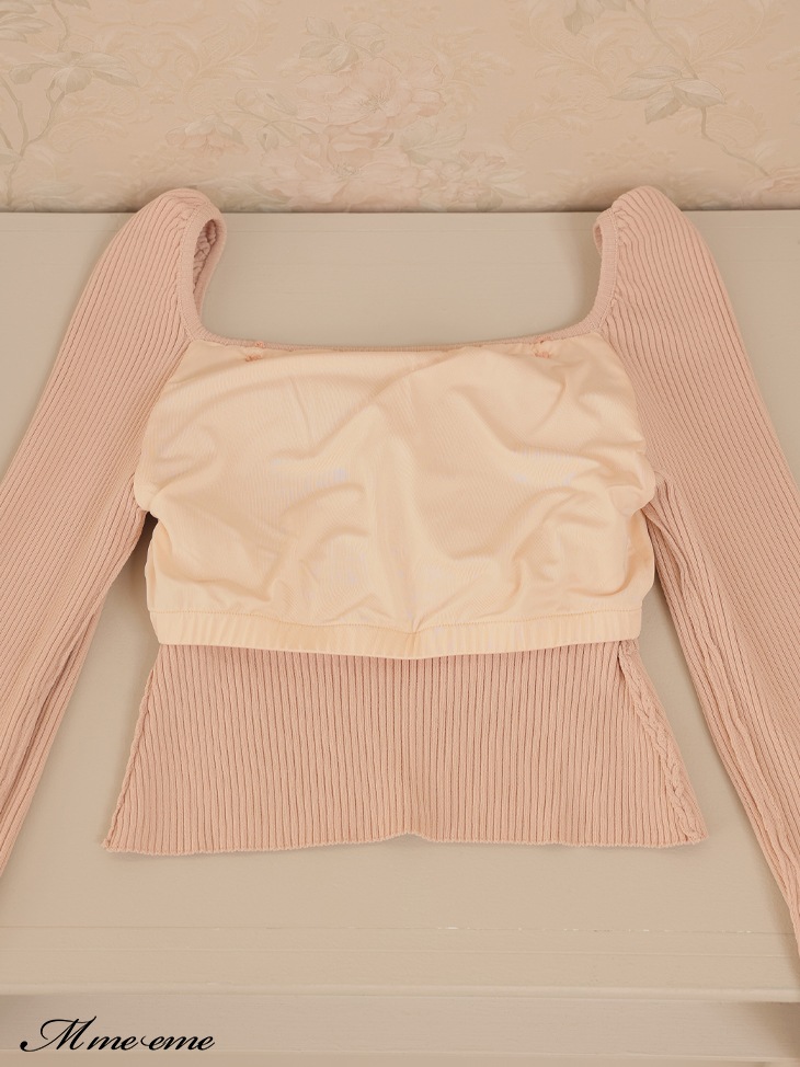 【sale】pearl chain knit tops (eme10305)