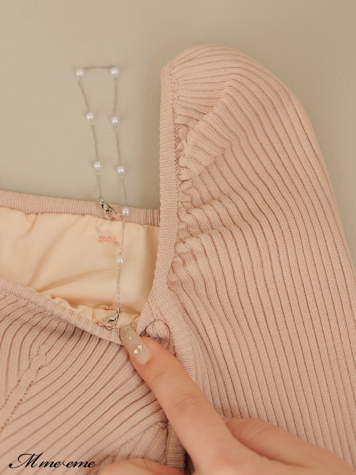 【sale】pearl chain knit tops (eme10305)