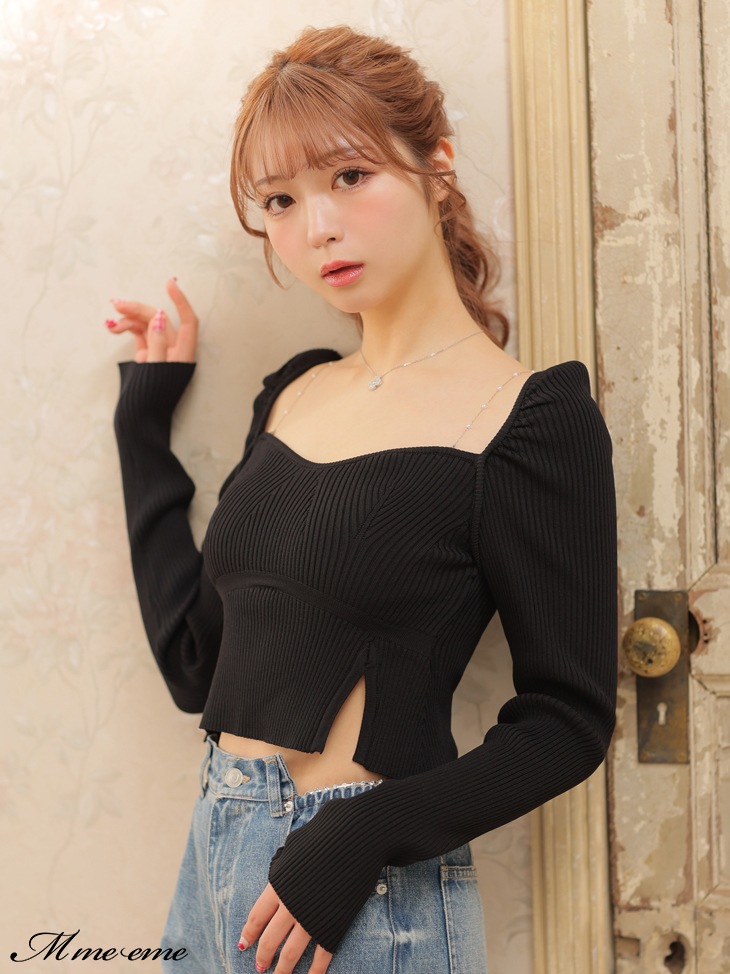 【sale】pearl chain knit tops (eme10305)