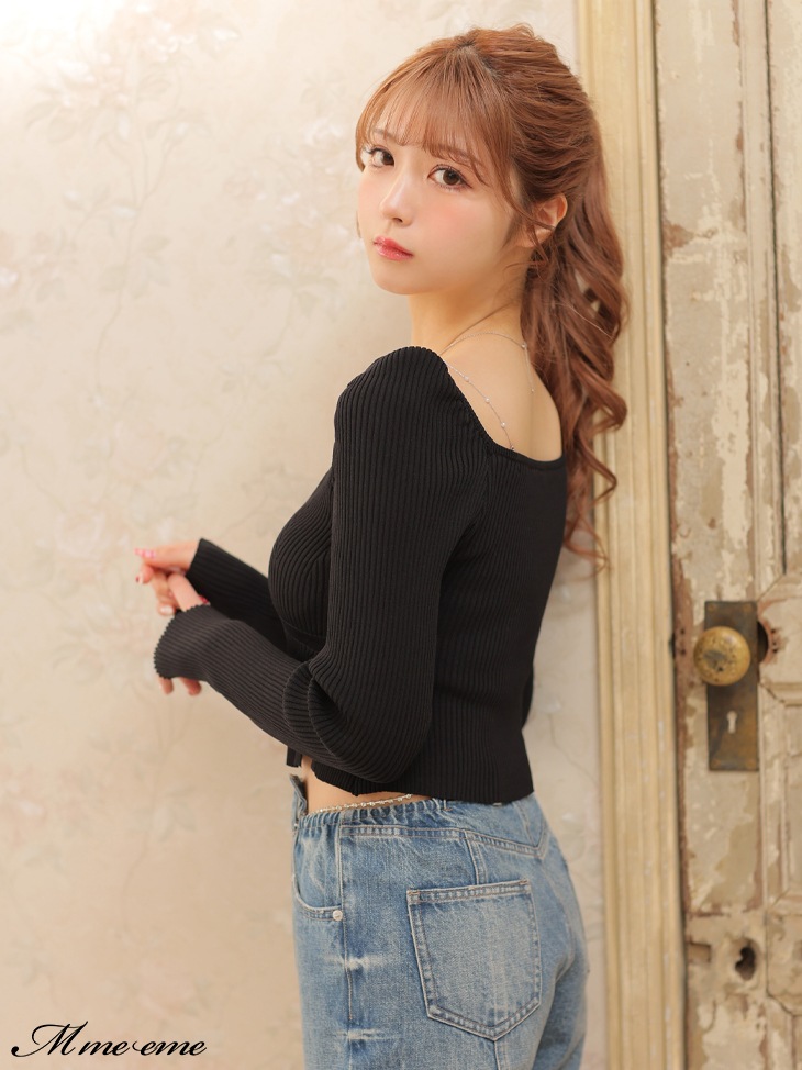 【sale】pearl chain knit tops (eme10305)