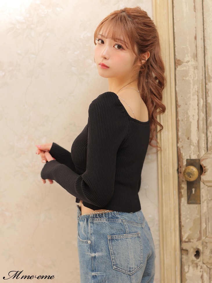 salepearl chain knit tops (eme10305)