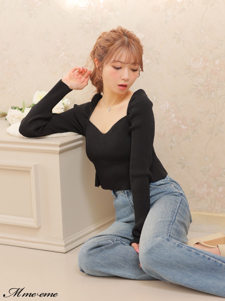 【sale】pearl chain knit tops (eme10305)