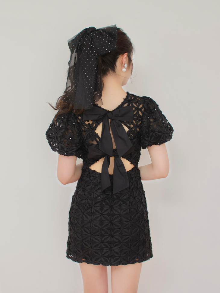 Back ribbon flower mini one piece (eme10351)