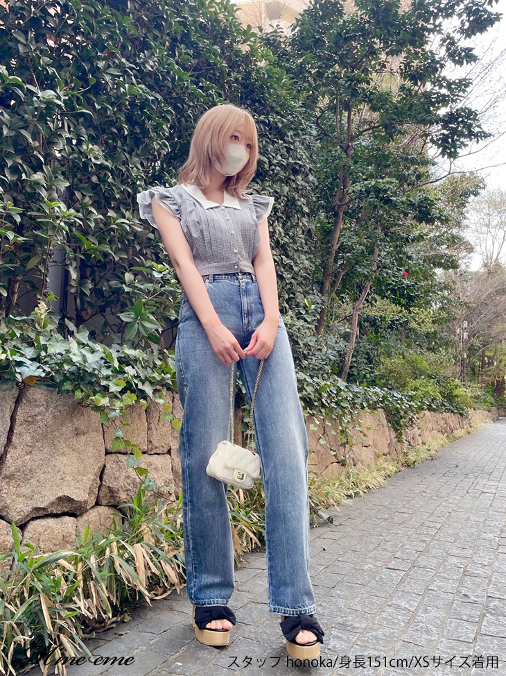 saleWaist cut straight denim (eme10315)