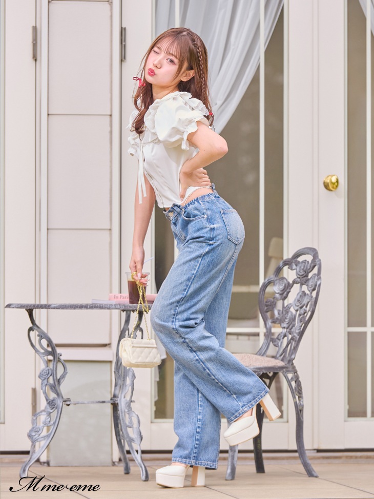 saleWaist cut straight denim (eme10315)