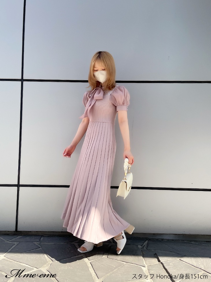 M me eme／【sale】 Sheer ribbon knit dress (eme10500) | All