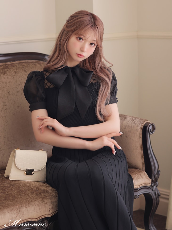 M me eme／【sale】 Sheer ribbon knit dress (eme10500) | All