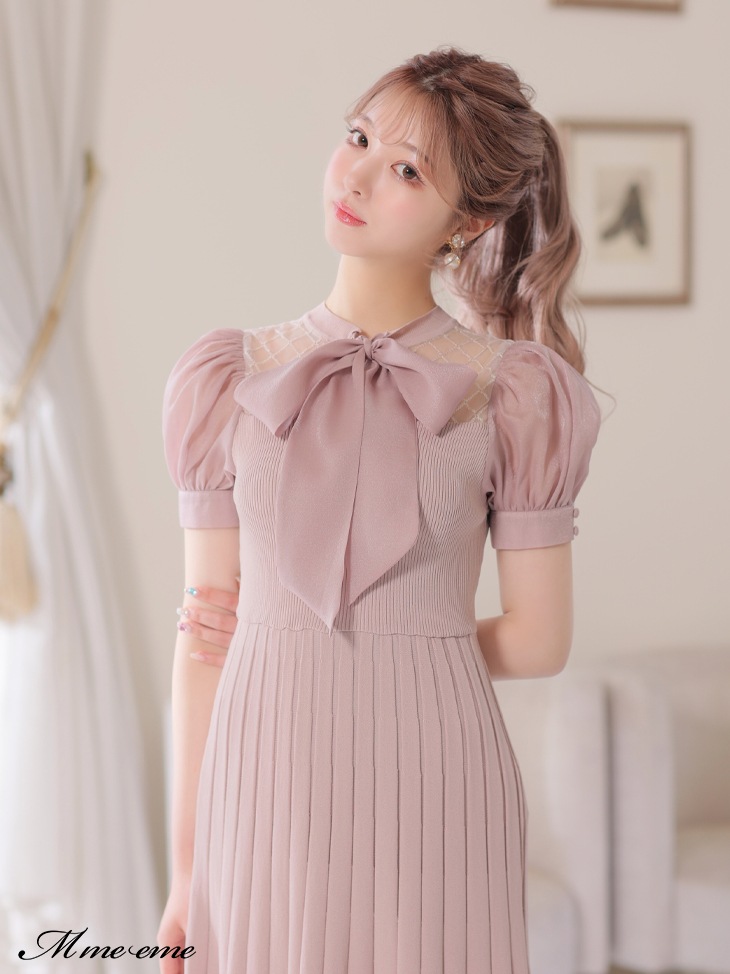 M me eme／【sale】 Sheer ribbon knit dress (eme10500) | All
