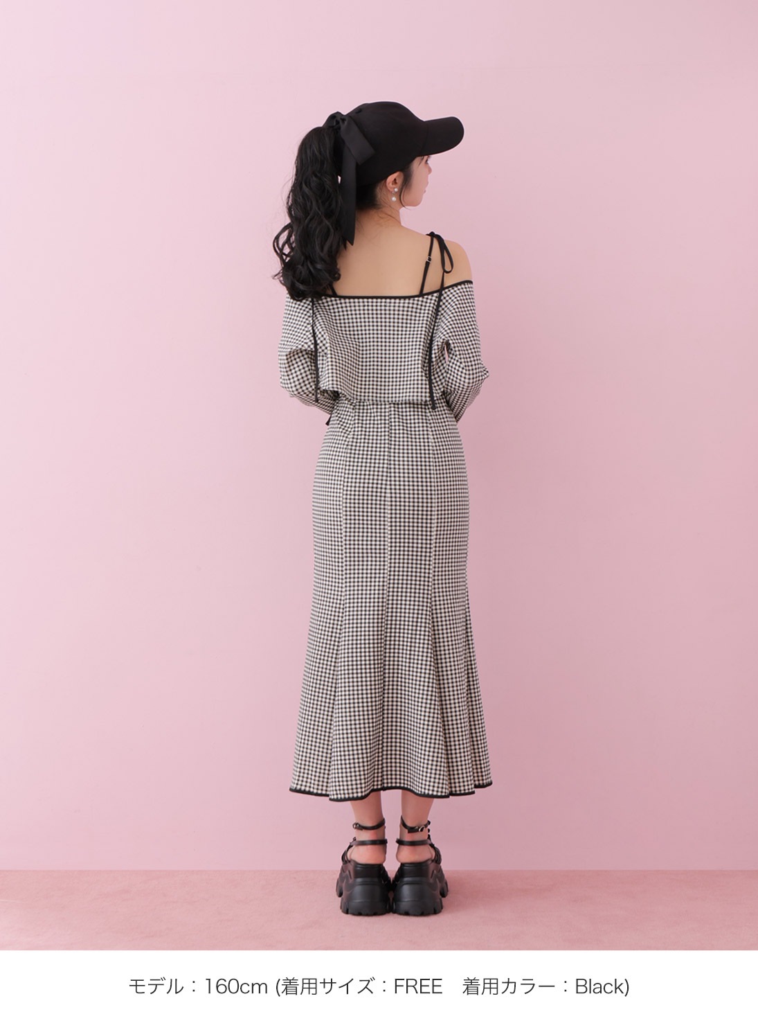 M me eme／Gingham check ensemble long onepiece(eme10812