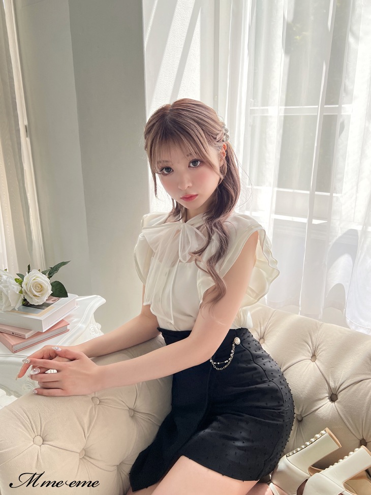 【sale】Piping ribbon blouse (eme10501)