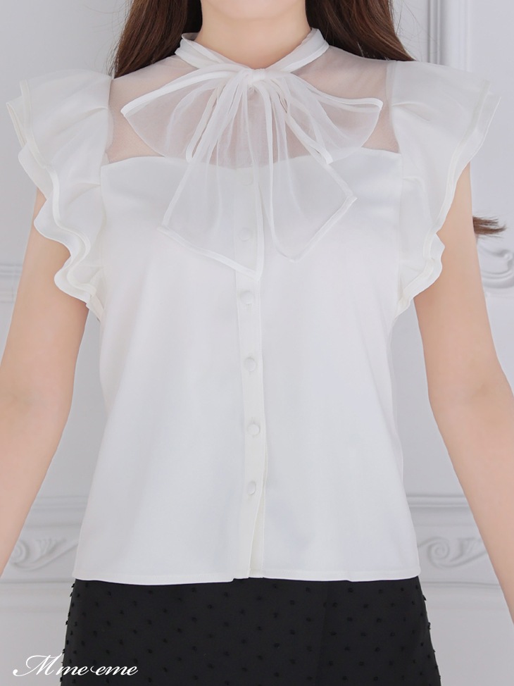 salePiping ribbon blouse (eme10501)