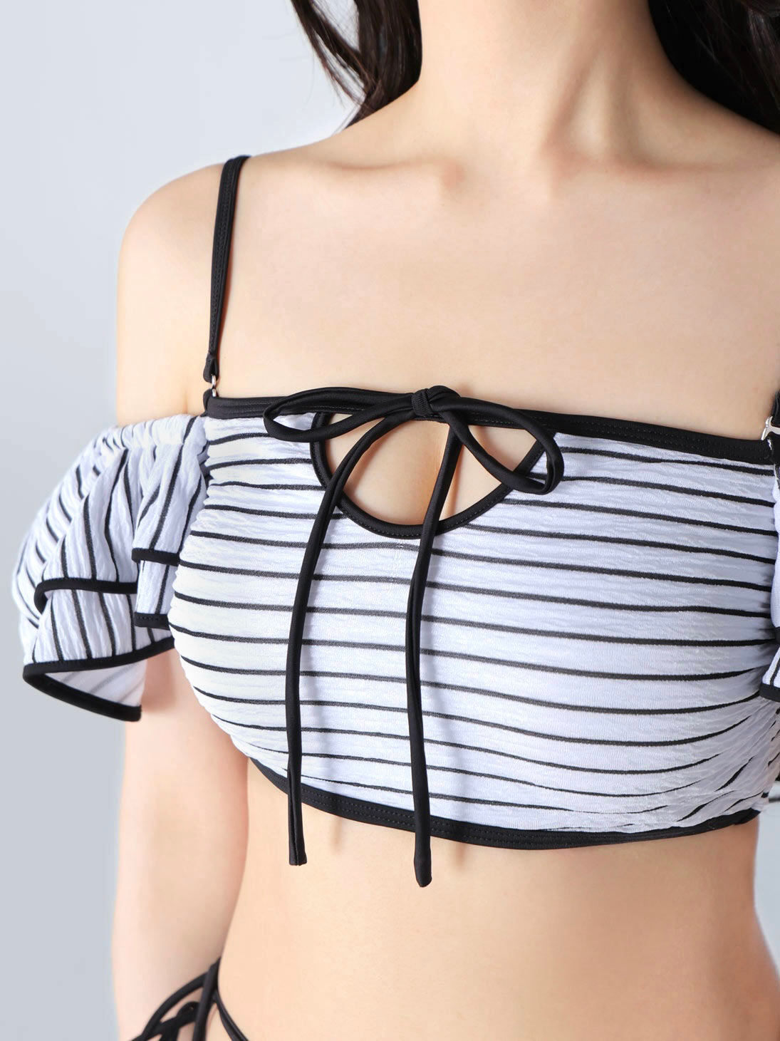 Ribbon frill border swimwear(eme10473)