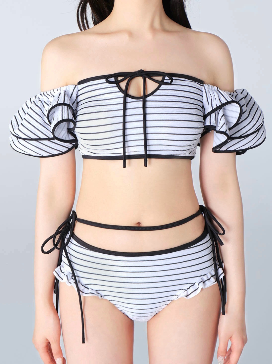 Ribbon frill border swimwear(eme10473)