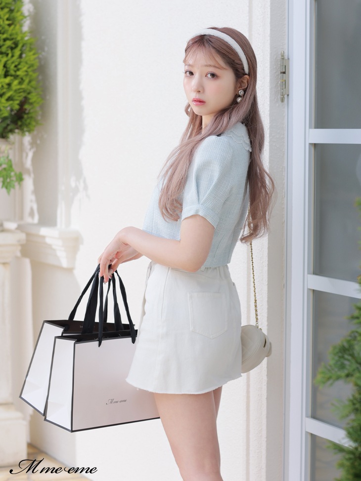 【sale】Rhinestone denim mini skirt(eme10406)