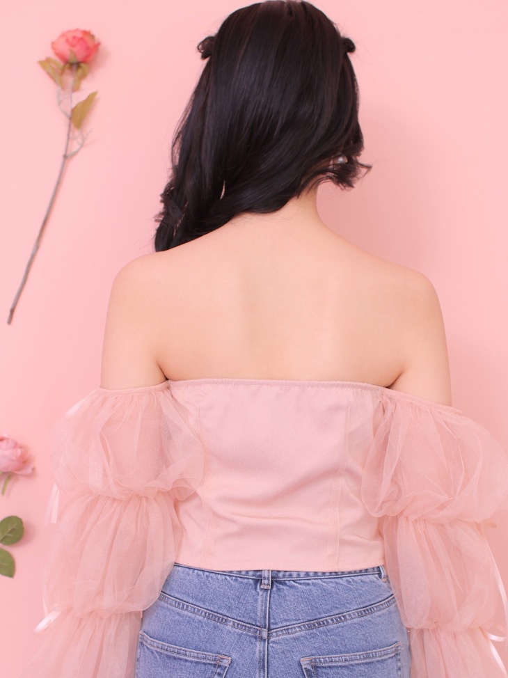エムミーエメ Candy sleeve tulle tops pink