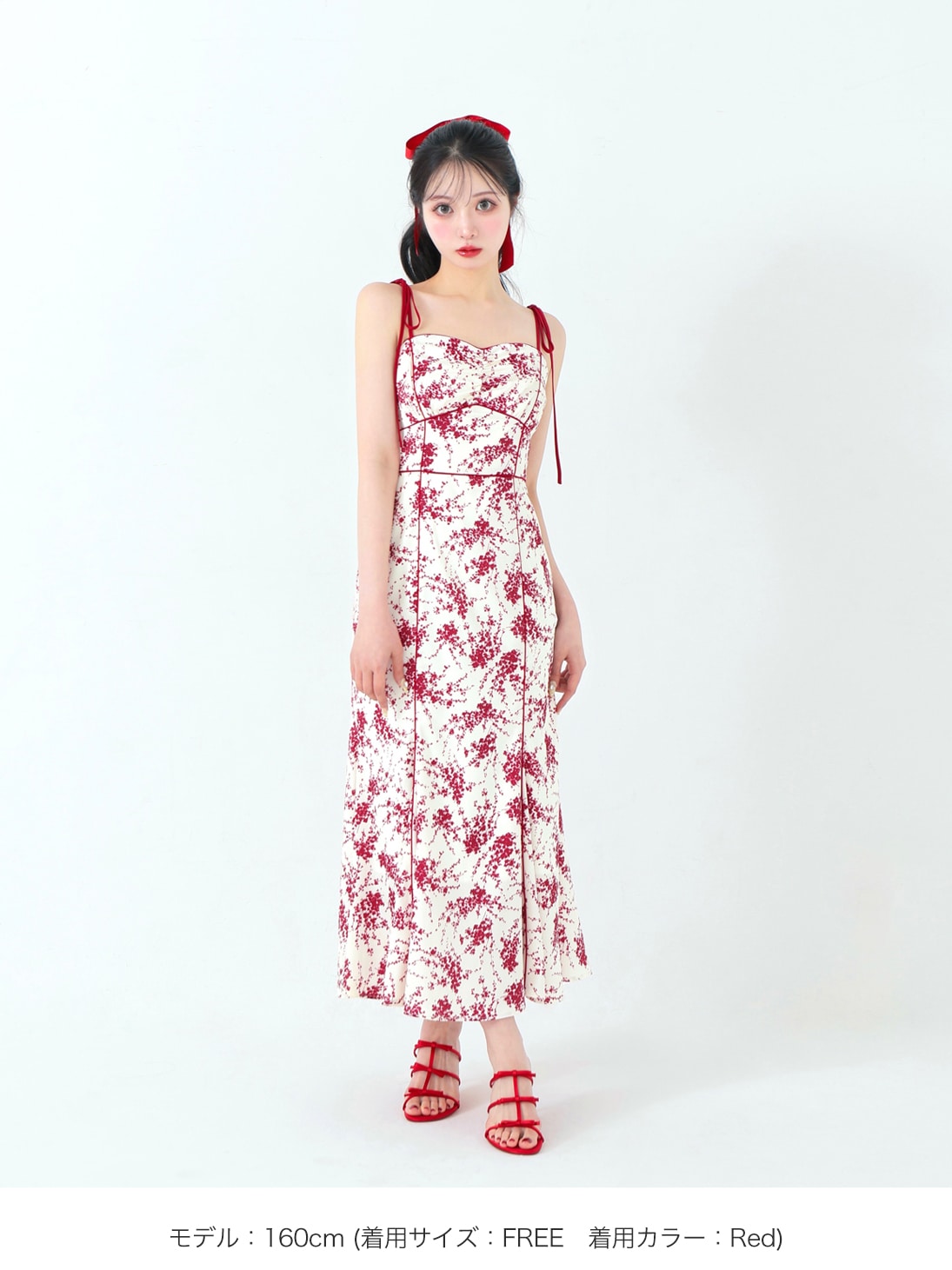 meimmeim 花柄 ワンピース 透明感溢れるシアーな花柄フレアミディアムワンピース