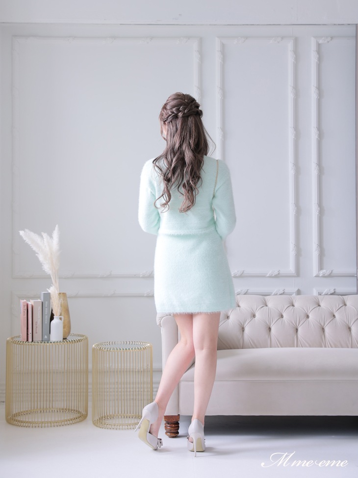 【sale】Sequin shaggy knit skirt(eme10216)