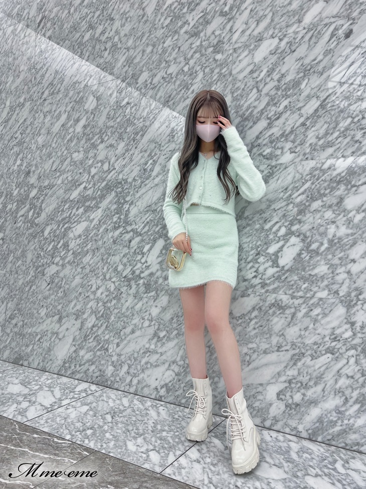 【sale】Sequin shaggy knit skirt(eme10216)