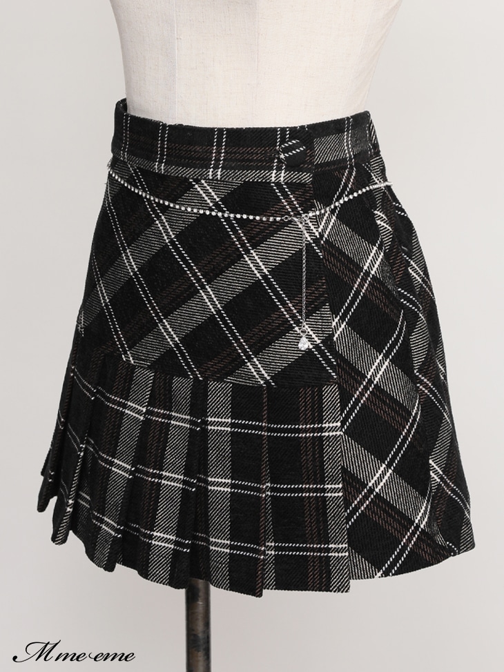 【HK】M me eme ベルトセットチェックプリーツスコート M me eme／Belt set check pleated scoat (eme10327) | All Item