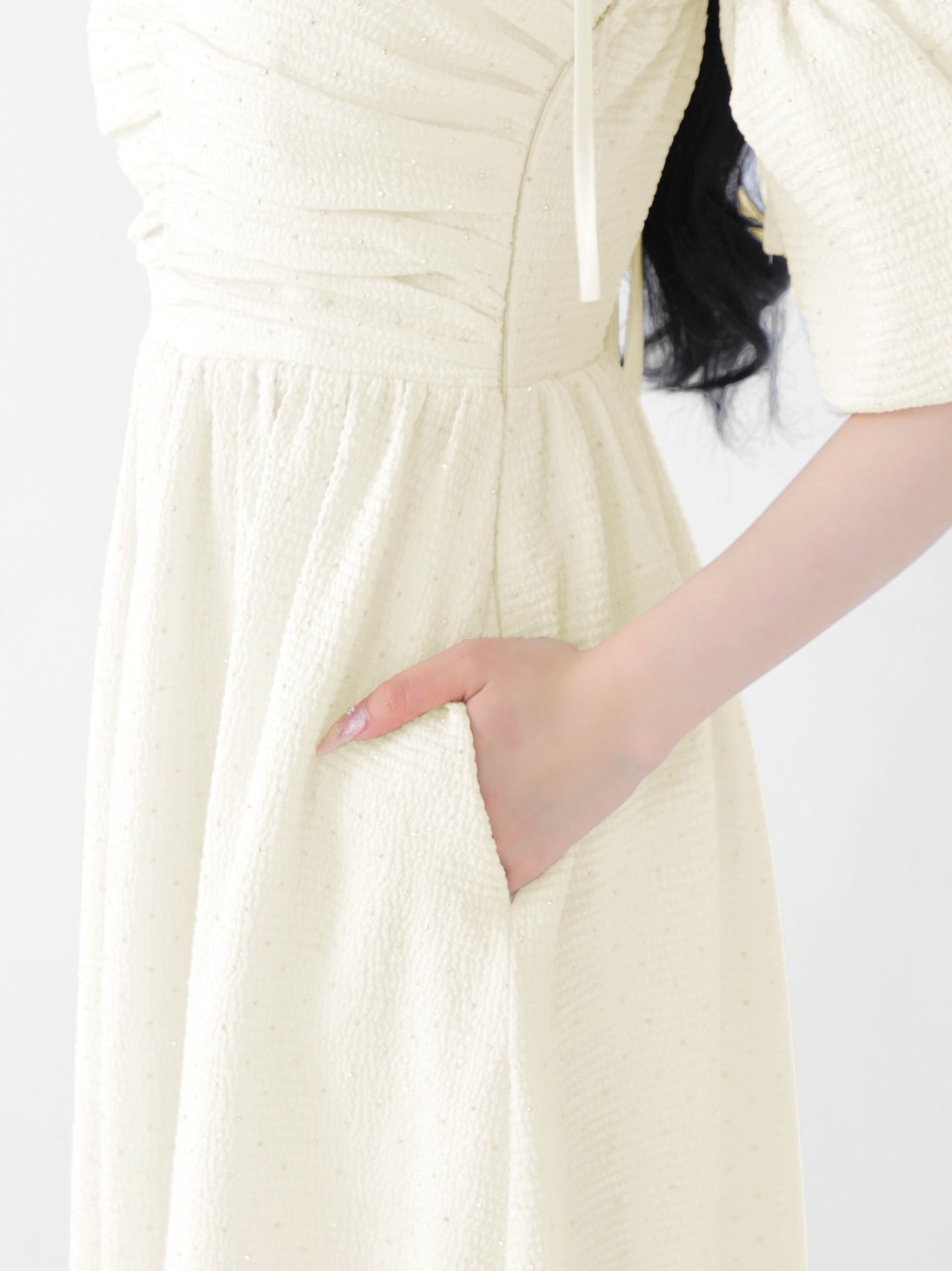 【summer SALE】Puff sleeves studded long onepiece(eme10487)
